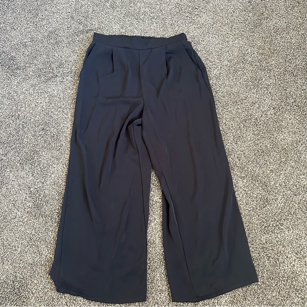 Melloday Black wide leg pants trousers with pockets